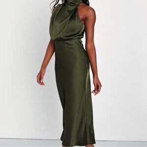 Green silk midi Lulus dress